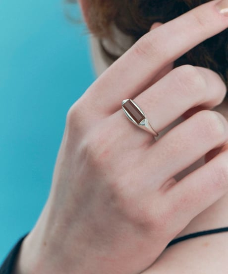 Recette stone ring single (chocolatemooonstone) silver