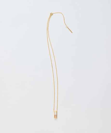 Recette stone necklace (Strawberry Quartz×CR×white pearl) 45cm gold