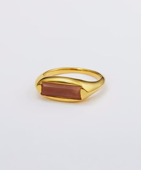 Recette stone ring single (chocolatemooonstone) gold