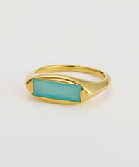 Recette stone ring single (Seablue chalcedony) gold