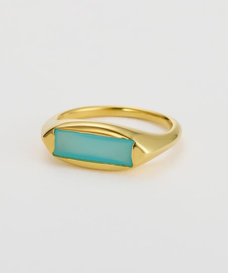 Recette stone ring single (Seablue chalcedony) gold