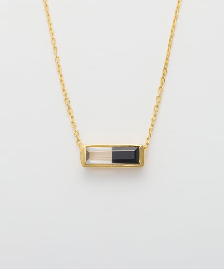 Recette stone necklace (onyx×crystal) 45cm gold