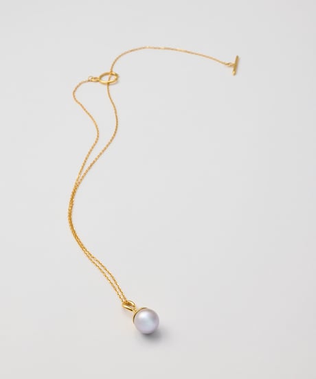 Aging round pearl gray necklace 50cm gold