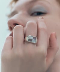 Recette stone ring double (labradrite×white pearl×crystal) silver