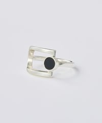 Cercle stone ring (onyx) silver