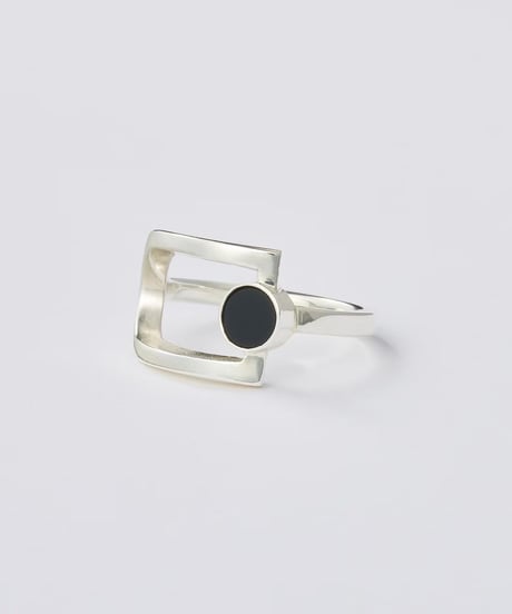 Cercle stone ring (onyx) silver