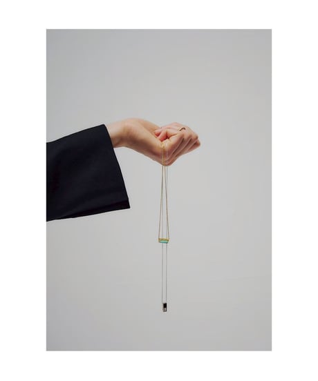 Recette stone necklace (seablue chalcedony) 45cm gold
