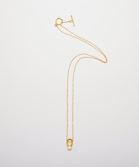 Cercle stone long necklace 60cm gold