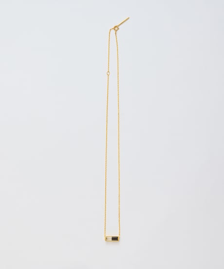 Recette stone necklace (onyx×crystal) 45cm gold