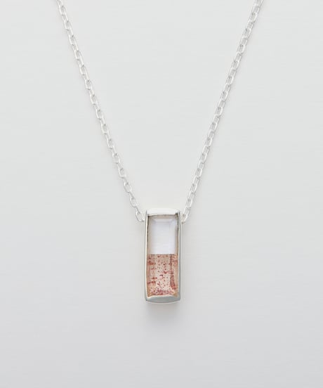Recette stone necklace (Strawberry Quartz×CR×white pearl) 45cm silver