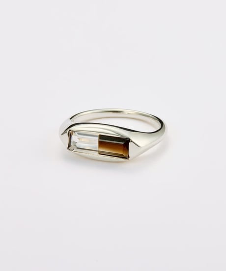 Recette stone ring single (onyx×crystal) silver