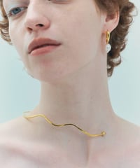Cercle stone neckcuff gold (white pearl) gold
