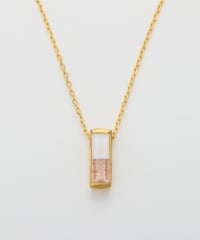 Recette stone necklace (Strawberry Quartz×CR×white pearl) 45cm gold