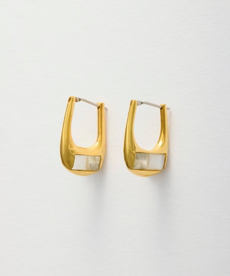 Recette stone pierce (labradrite×white pearl×crystal) pair gold
