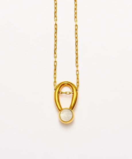 Cercle stone long necklace 60cm gold
