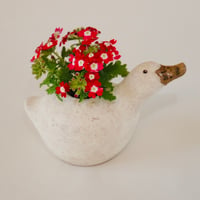 アヒルの花器　のびのびー