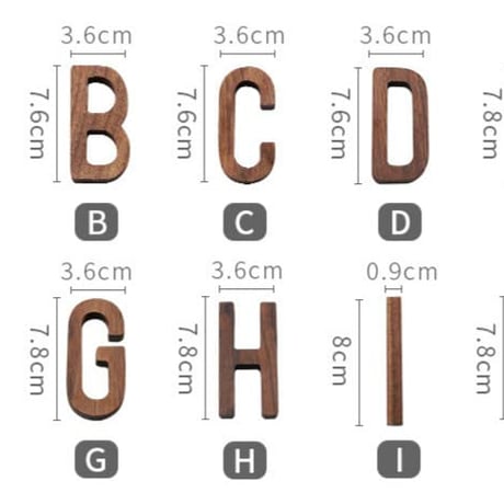 ウォールナット切抜アルファベット文字