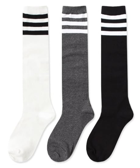 トリプルラインモノトーンソックス (ニーハイ/ハイソックス/3colors)