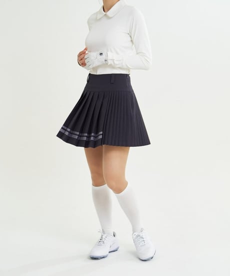 ダブルラインデュアルプリーツスカート (大きいサイズあり/4colors)