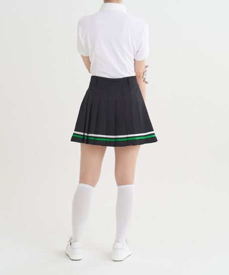 配色ダブルラインプリーツスカート (2colors)