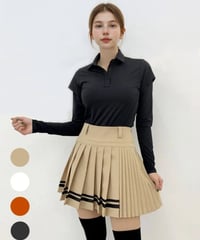 ダブルラインデュアルプリーツスカート (大きいサイズあり/4colors)