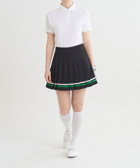 配色ダブルラインプリーツスカート (2colors)