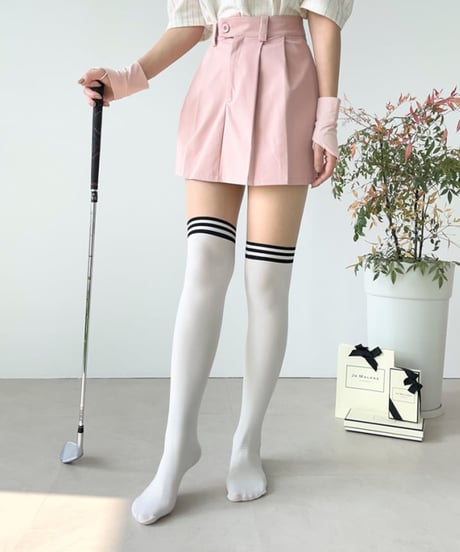 15+70デニールUVカットダブルラインツートーンタイツ (滑り止め付/ニーハイ/ハイソックス/2colors)
