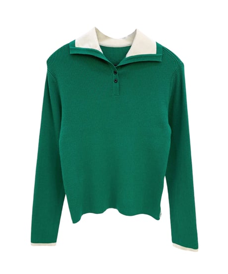 カラーミックスセーラーカラーニットトップス (2colors)