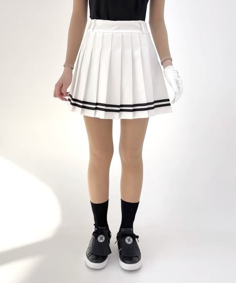 ダブルライン入りプリーツスカート (2colors)