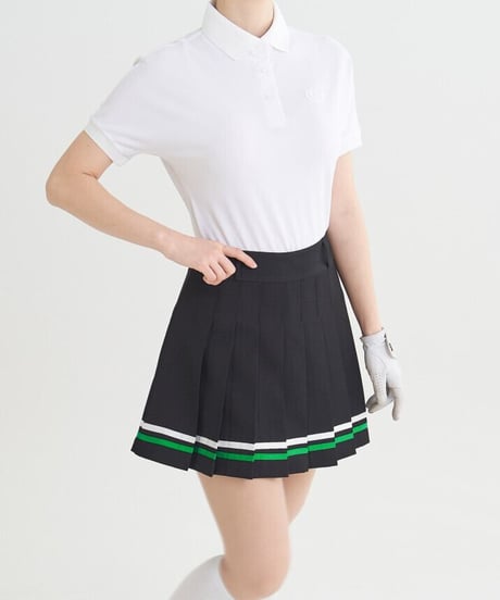 配色ダブルラインプリーツスカート (2colors)