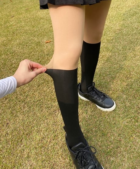 15+70デニールUVカットツートーンタイツ (ニーハイ/ハイソックス/2colors)