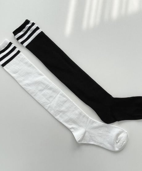 トリプルラインモノトーンソックス (ニーハイ/ハイソックス/3colors)