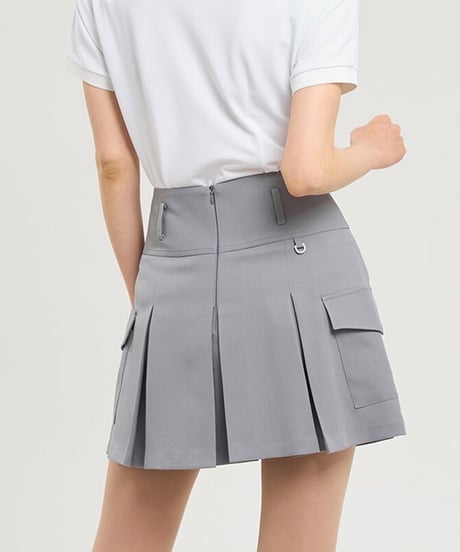 ハイウエストサイドポケットプリーツスカート (2colors)