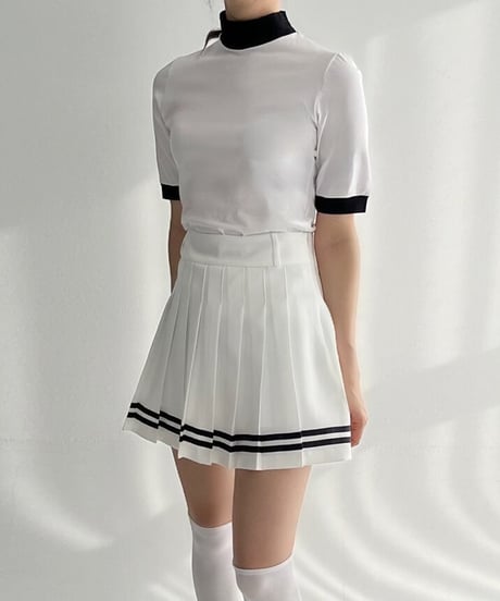 ダブルライン入りプリーツスカート (2colors)