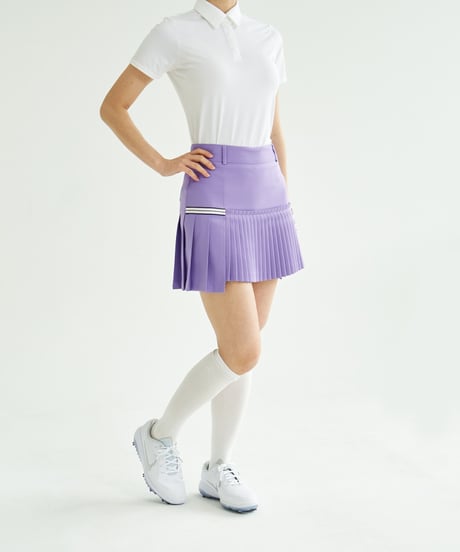 アンバランスサイドテーピングプリーツスカート (3colors)