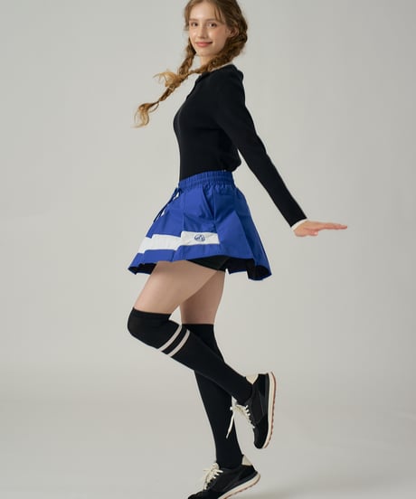 スポーティーカラーブロックプリーツスカート (2colors)