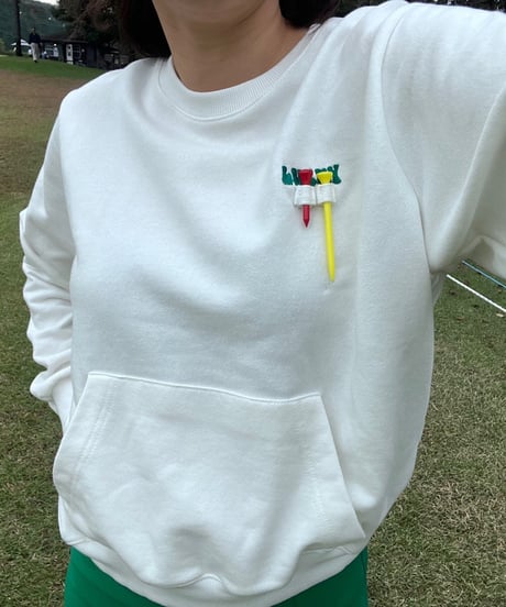 LUCKY刺繍バックプリントラウンドネックトレーナー (4colors)