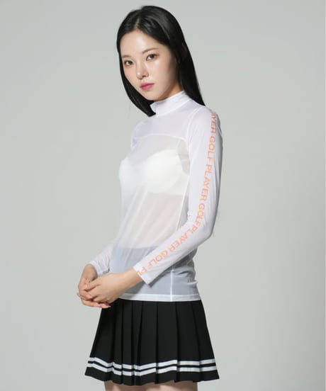 アイスシースルーUVカットレターリングモックネックインナー (2colors)