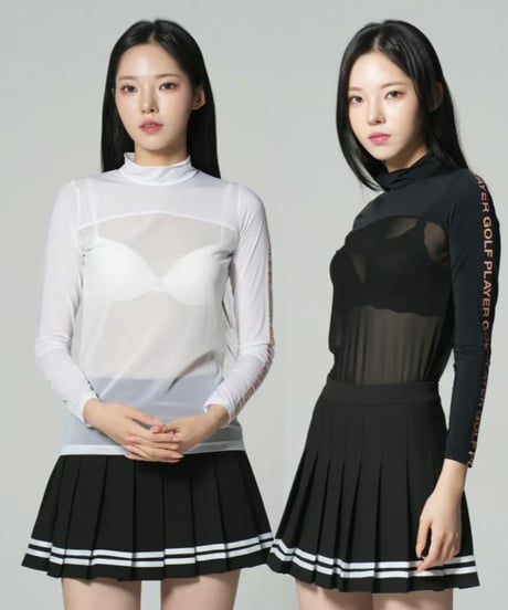 アイスシースルーUVカットレターリングモックネックインナー (2colors)