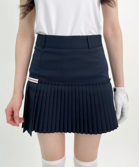 アンバランスサイドテーピングプリーツスカート (3colors)