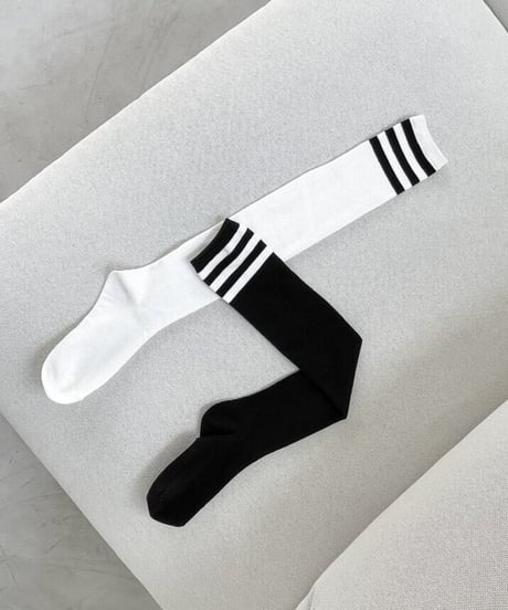 トリプルラインモノトーンソックス (ニーハイ/ハイソックス/3colors)