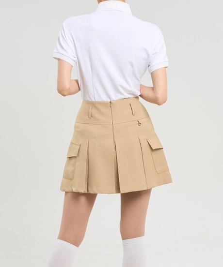 ハイウエストサイドポケットプリーツスカート (2colors)
