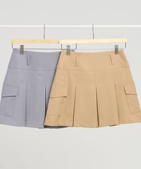 ハイウエストサイドポケットプリーツスカート (2colors)