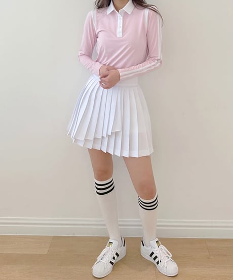ラップ風デザインプリーツスカート (4colors)