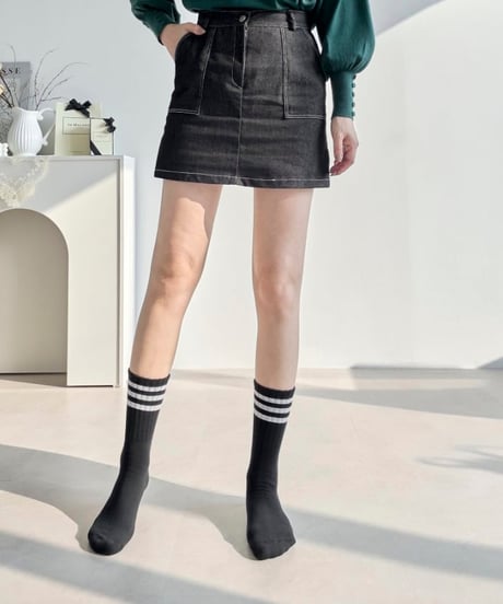 トリプルカラーラインソックス (滑り止め付/9colors)