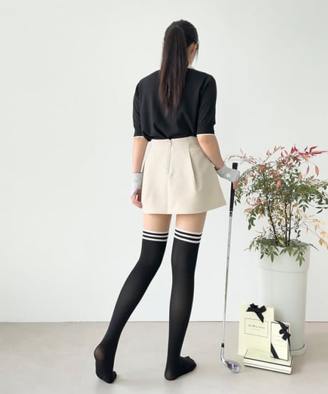 15+70デニールUVカットダブルラインツートーンタイツ (滑り止め付/ニーハイ/ハイソックス/2colors)