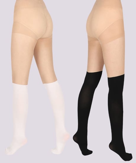 15+70デニールUVカットツートーンタイツ (ニーハイ/ハイソックス/2colors)