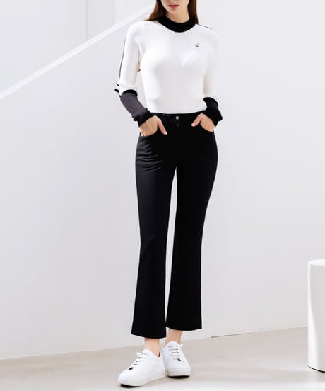 バイカラースリムフィットニットトップス