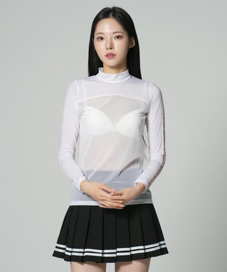 アイスシースルーUVカットレターリングモックネックインナー (2colors)