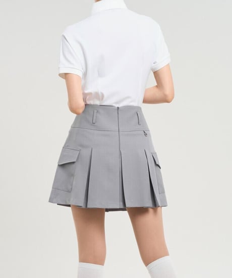 ハイウエストサイドポケットプリーツスカート (2colors)